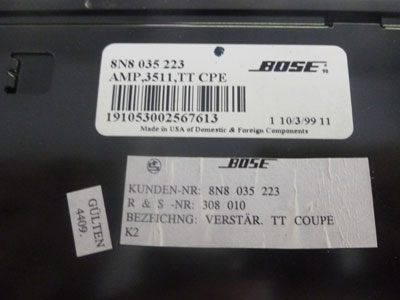 2000 Audi TT Mk1 / 8N - Bose Amplifier Amp 8N80352233